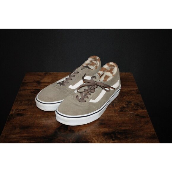 Vans Old Skool Pig Suede Womens Size 9 Shoes Faux Fur Lined Gray/Green - Picture 2 of 5